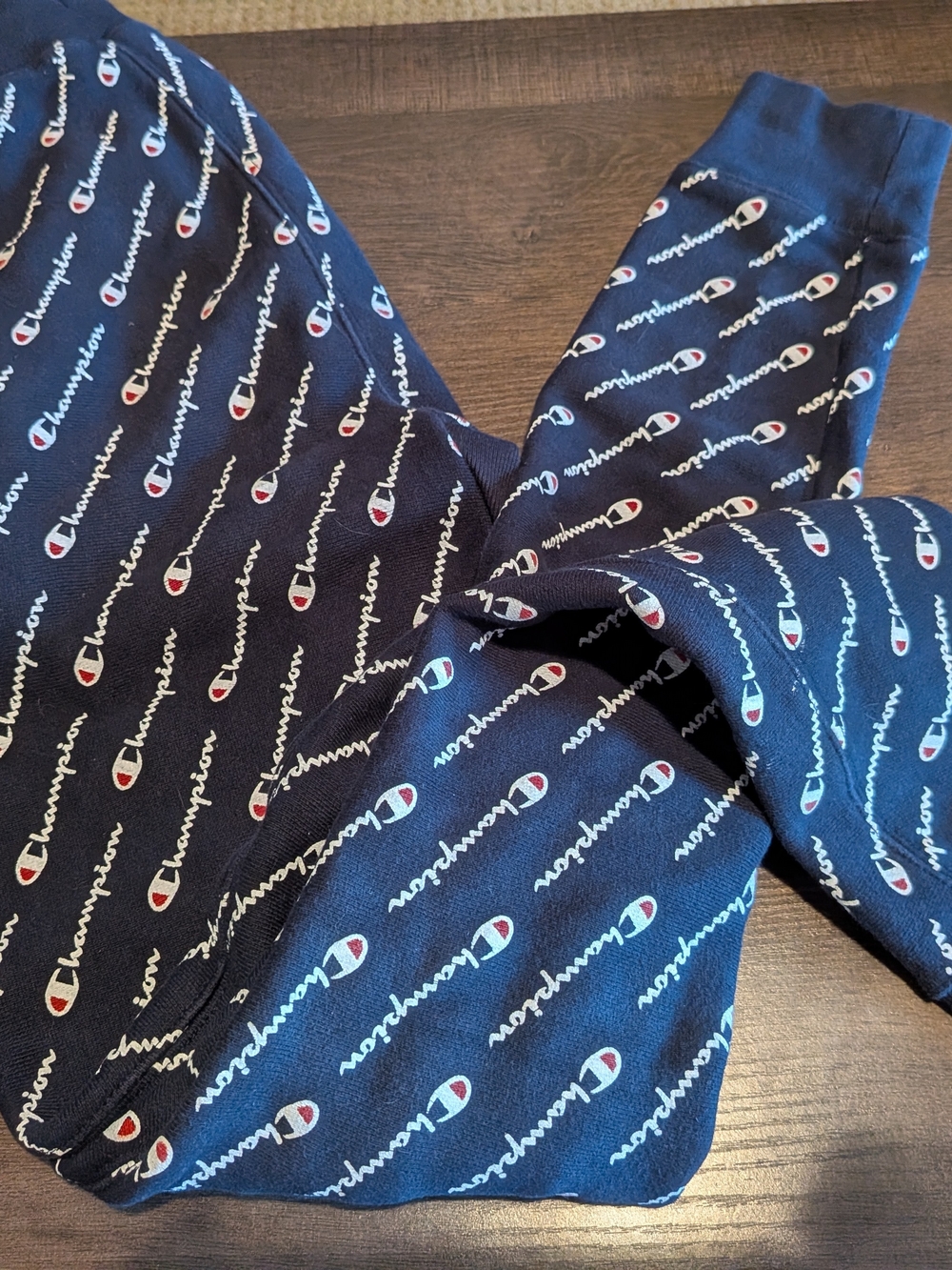 Champion Mens XS Navy Logo-Print Sweatpants